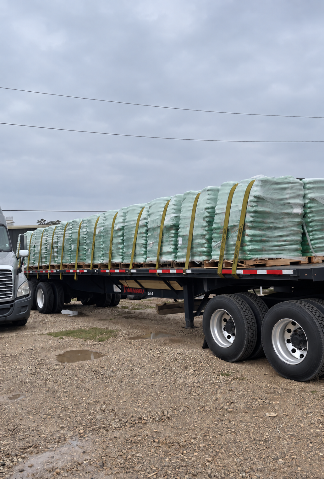 Palletized Mulch hauled by Ashley Transport